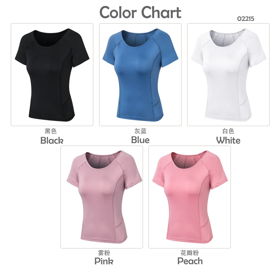 Wholesale High Quality White Plain Breathable Women′s Blouses & Shirts Yoga Top Sportswear