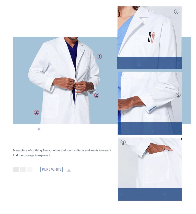 Wholesale Designs Inner Pockets Notched Collar Hospital Work Robe Doctors