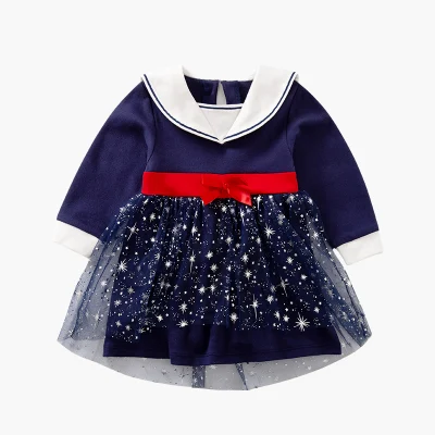 Платье для маленьких девочек, новый стиль 2020 года, с длинными рукавами в стиле принцессы на весну или осень